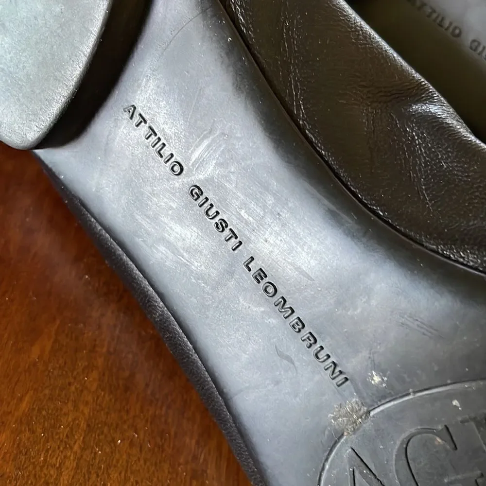 AGL Black Patent, Leather & Bronze Flats - 37